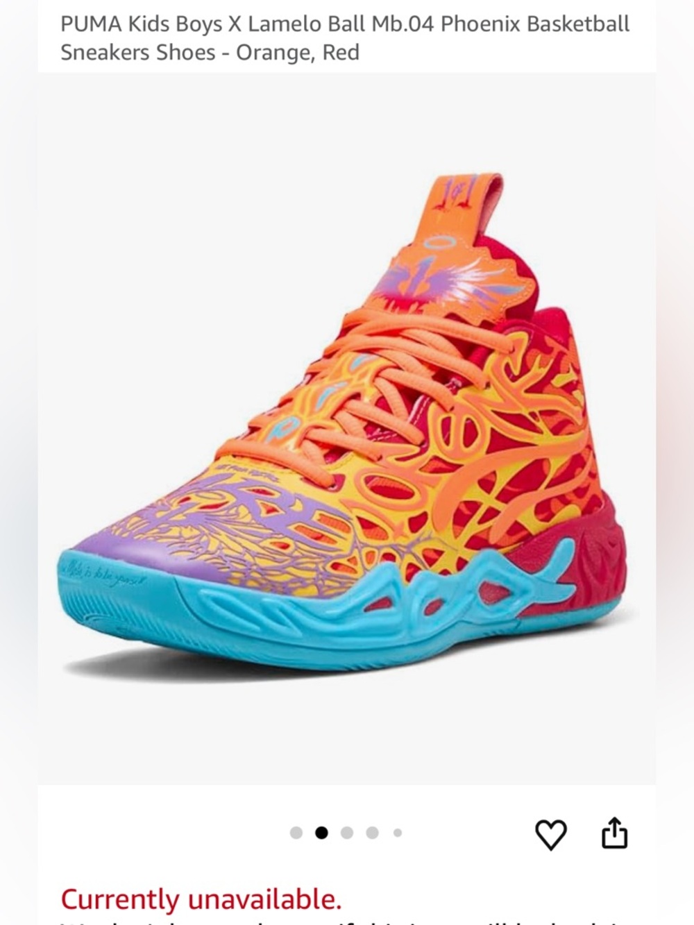 🔥🔥🔥Puma Lamelo Ball Mb.04 Phoenix Basketball Sneackers 🔥🔥🔥